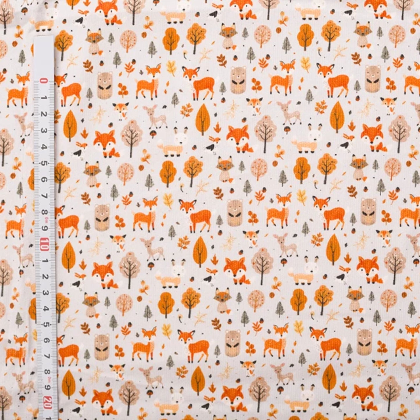 Foxes print 100% Needlecord fabric
