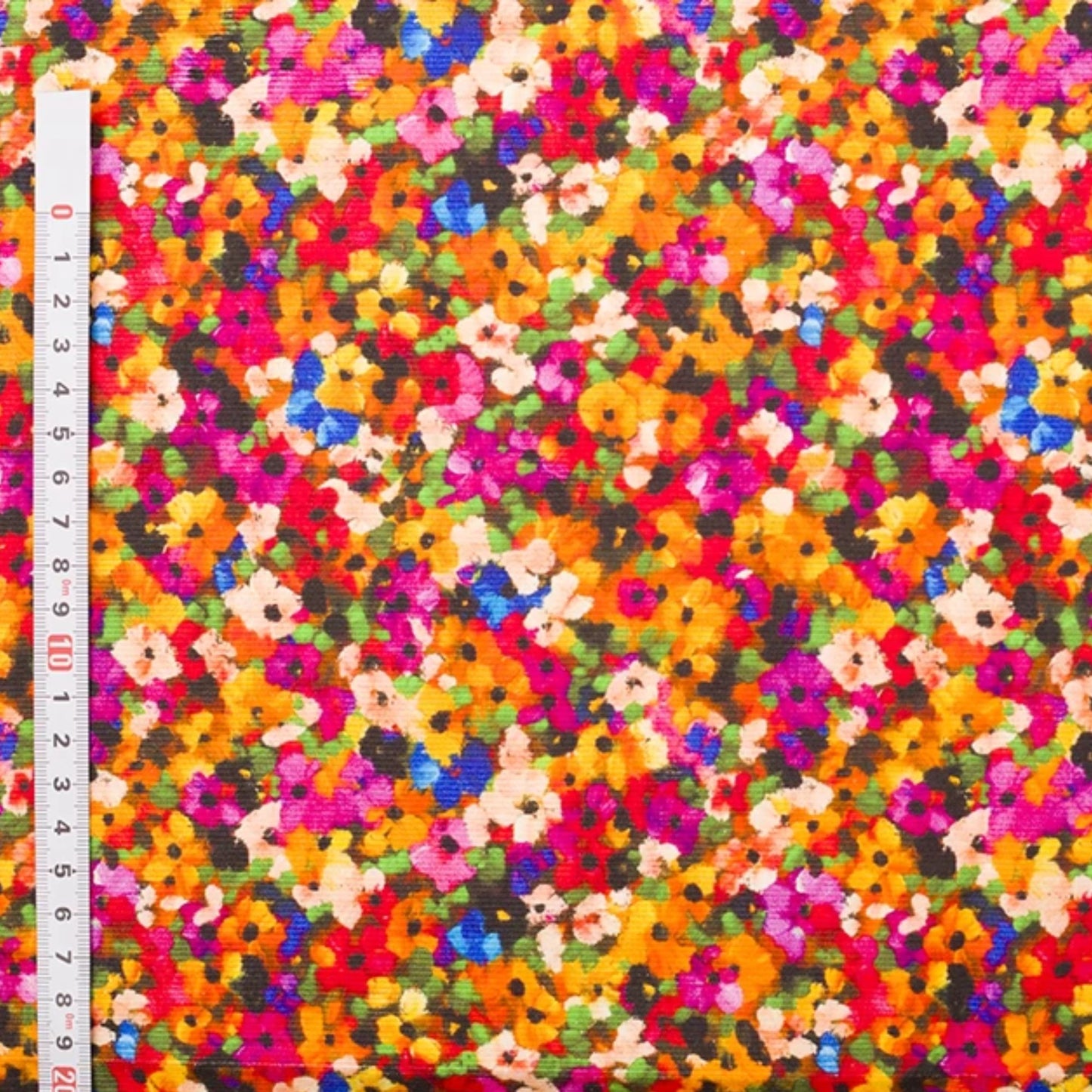 Needlecord 100% Fabric - Multi colour flowers
