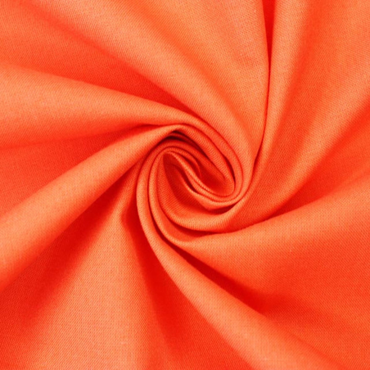 Bright orange fabric with a textured weave, styled in a spiral swirl pattern.