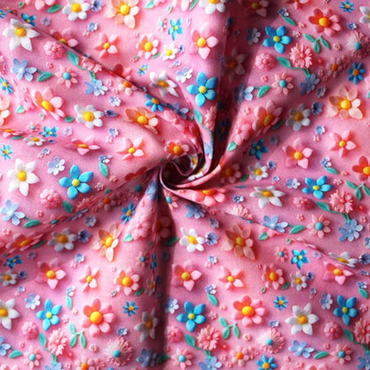 3D Digital Flower Pink fabric 100% Cotton