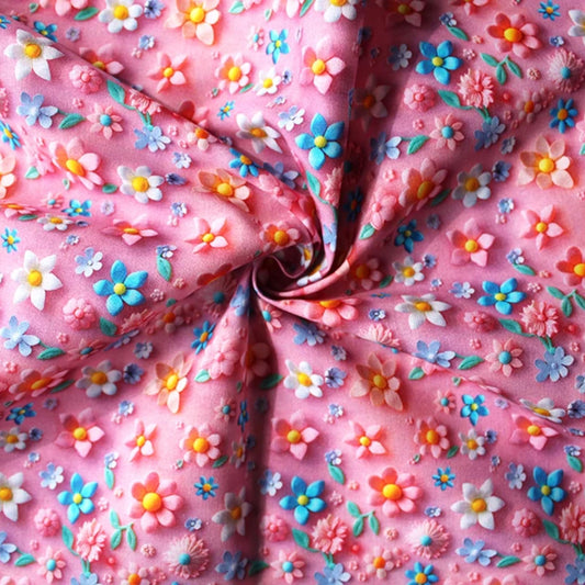 3D Digital Flower Pink fabric 100% Cotton
