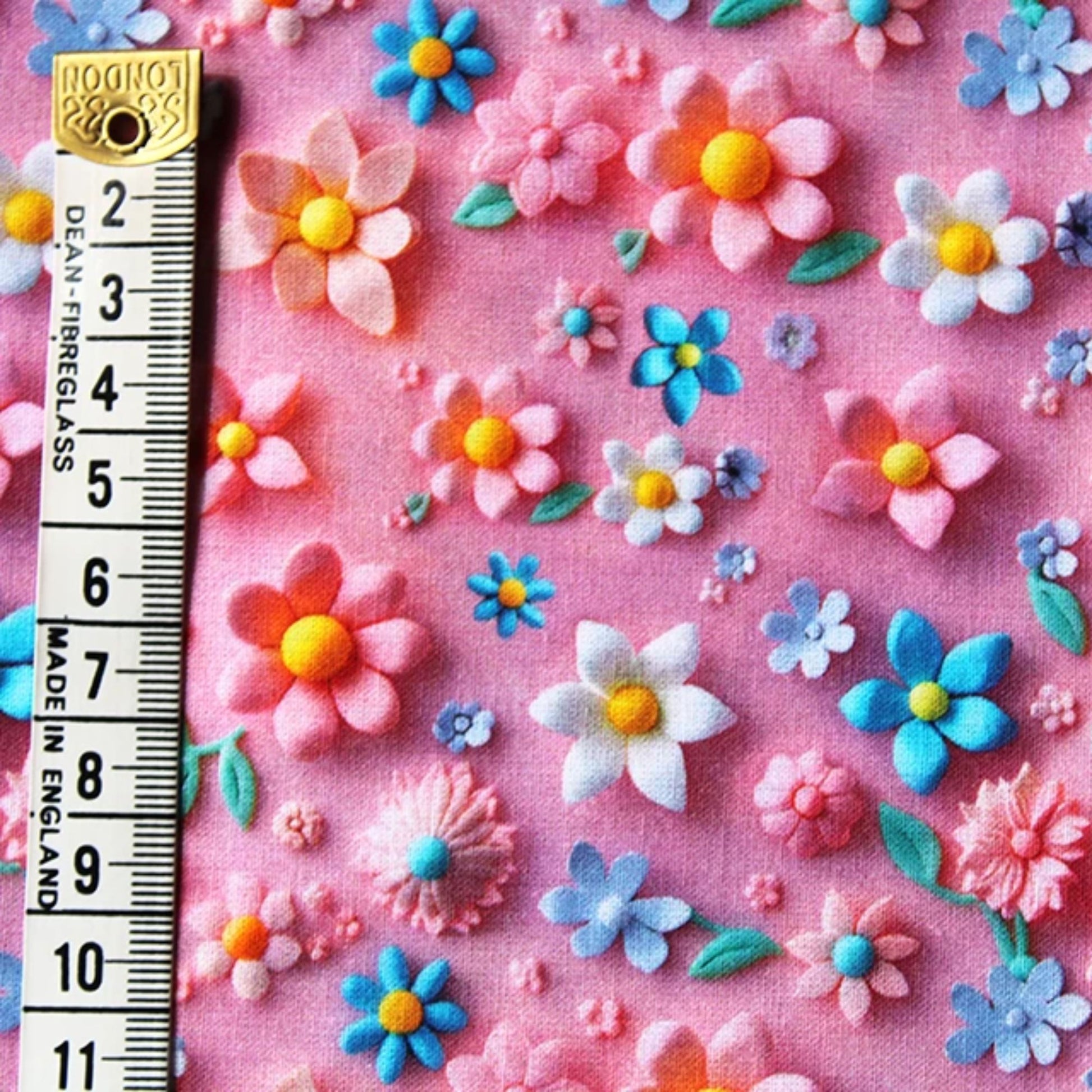 3D Digital Flower Pink fabric 100% Cotton