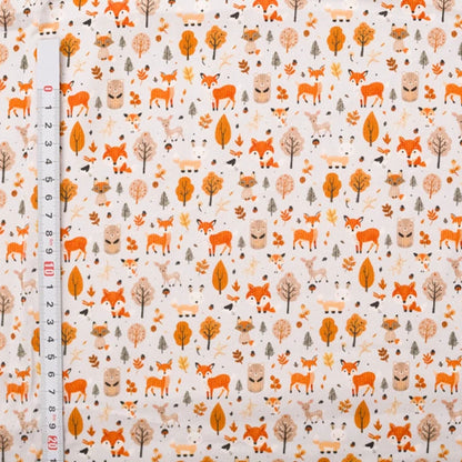 Foxes print 100% Needlecord fabric 