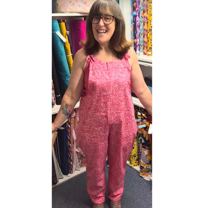 Sarah wearing Denton Dungarees