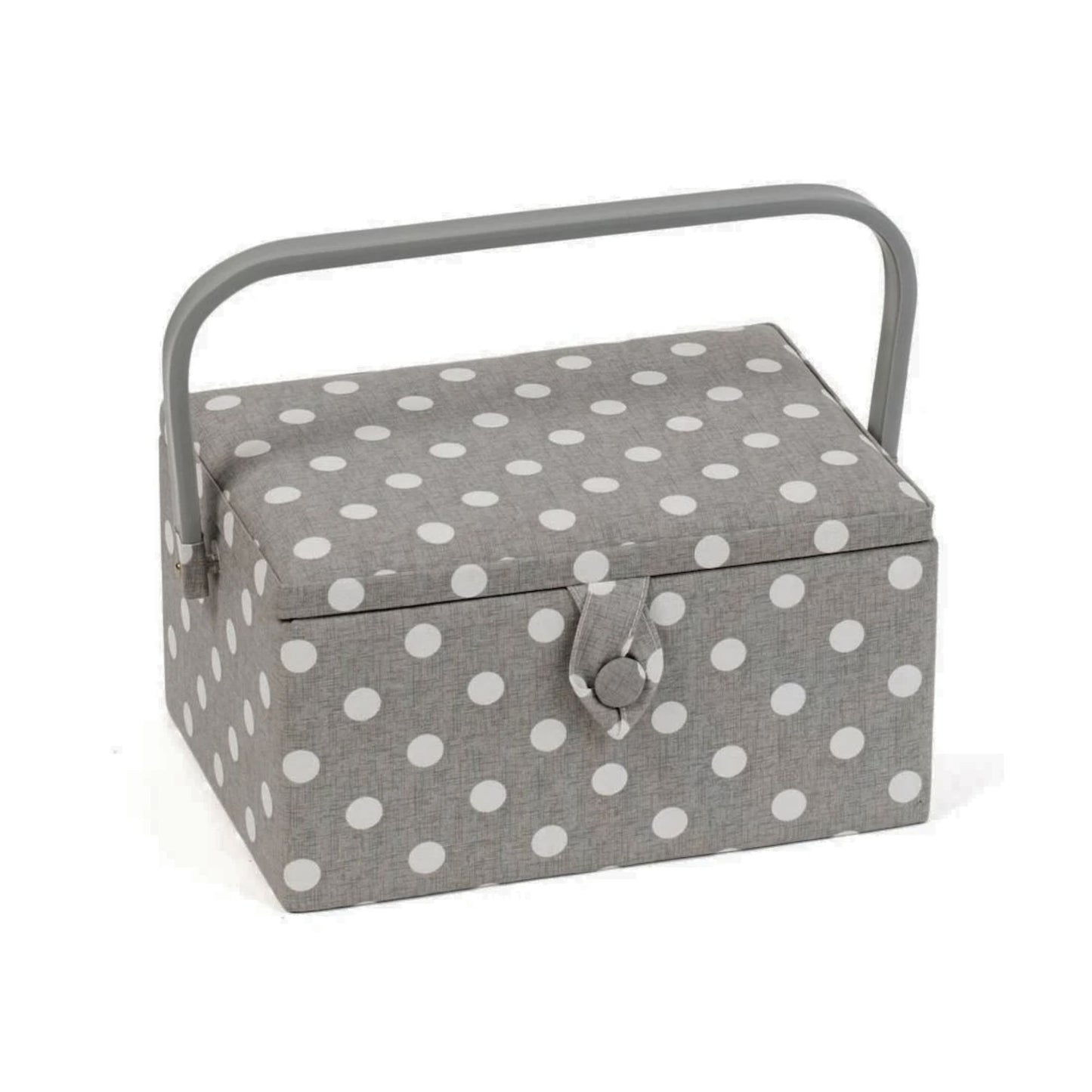 Hobby Gift Sewing Box Basket Medium Grey Polka Dots Craft